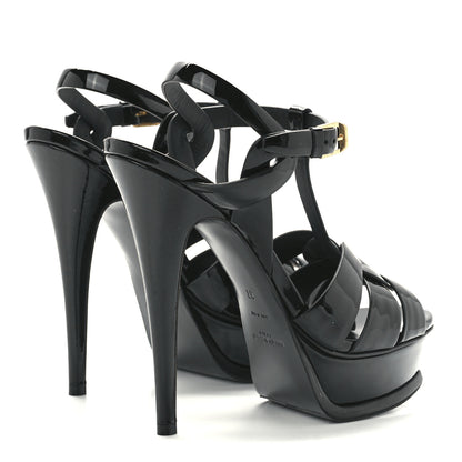 Saint Laurent Patent Tribute 105 Platform Sandals 37 Black 4 of 9