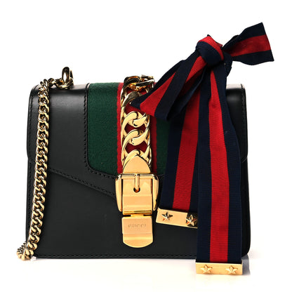 Gucci Calfskin Mini Sylvie Chain Shoulder Bag Black 1 of 13