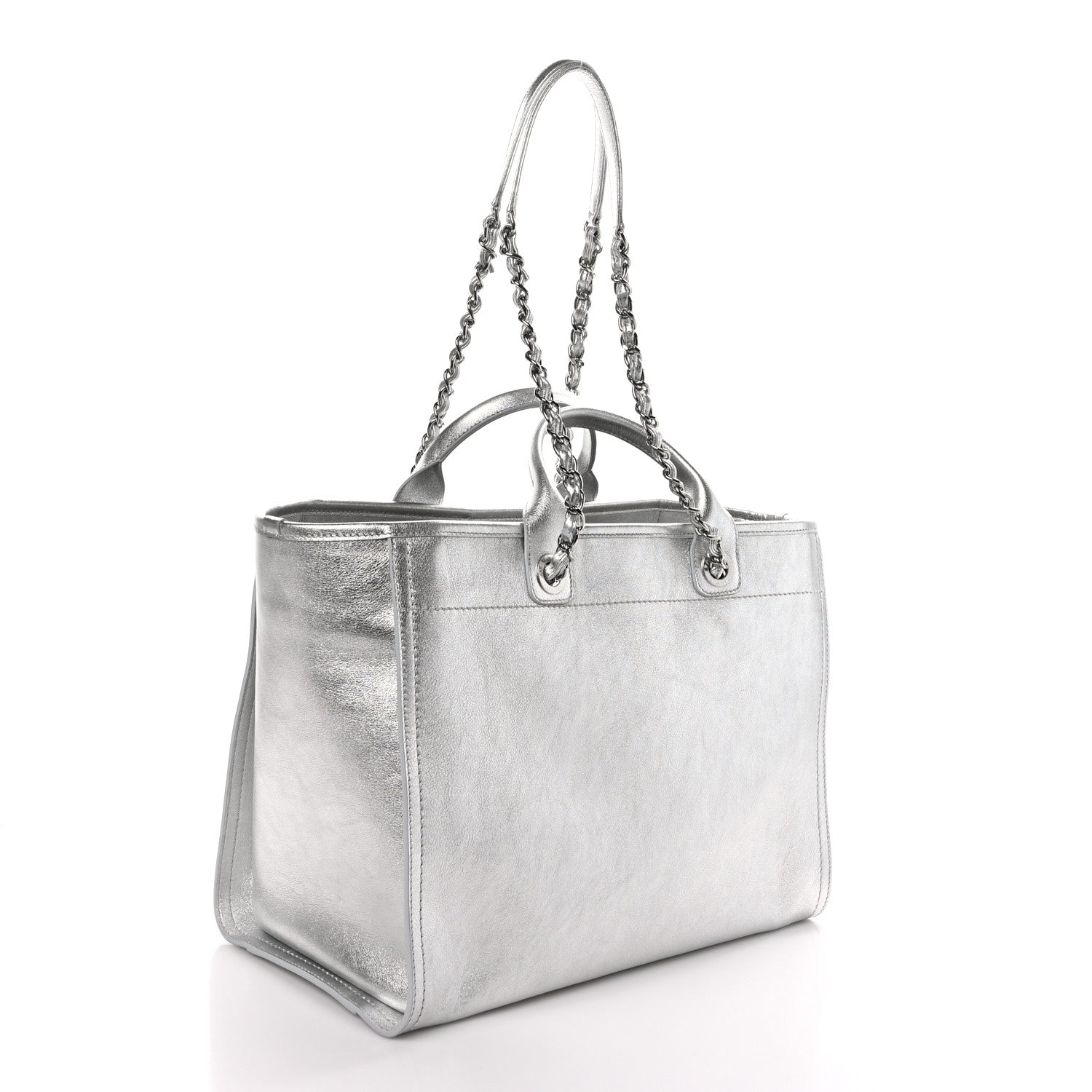 Chanel Metallic Calfskin Medium Deauville Tote Silver 4 of 11