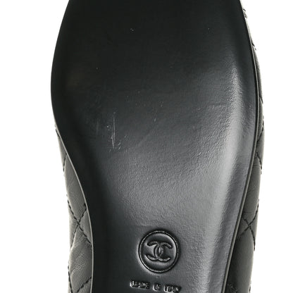 Chanel Aged Calfskin Quilted CC Cap Toe Ballerina Flats 37.5 Black 9 of 9