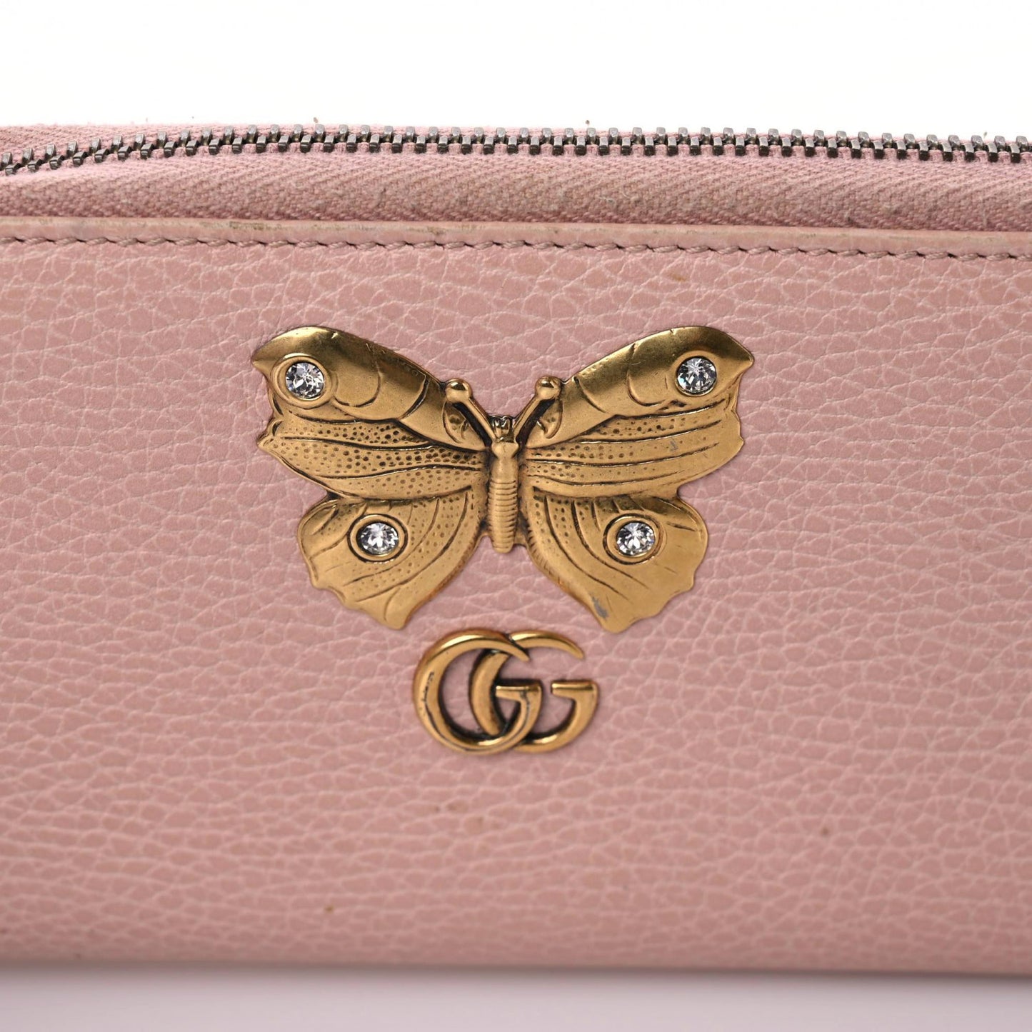 Calfskin Butterfly Farfalla Zip Around Wallet Perfect Pink