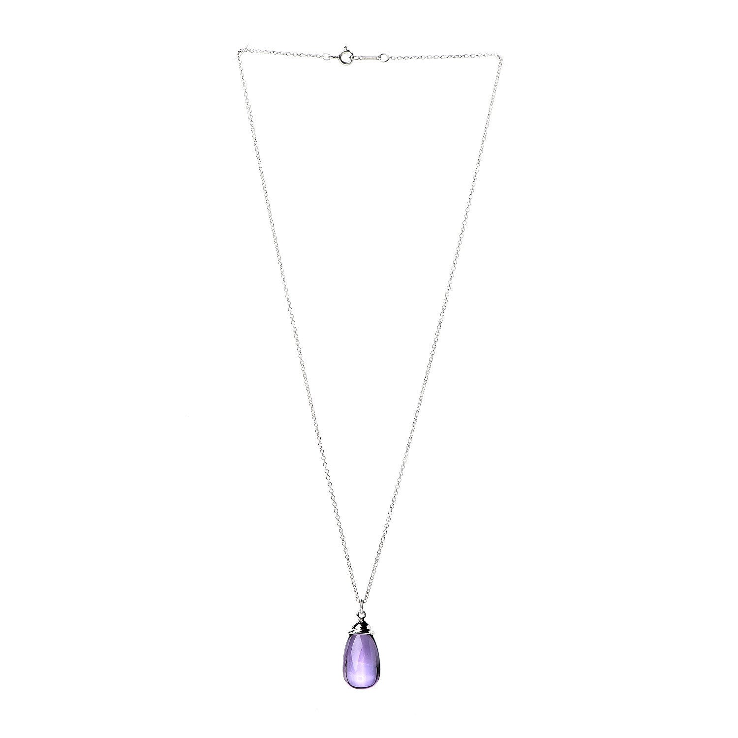 Tiffany Sterling Silver Amethyst Rainbow Drop Pendant Necklace 2 of 3