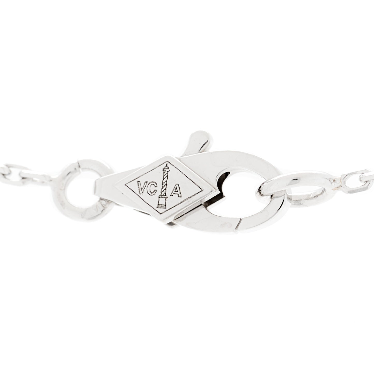 18K White Gold Diamond Sweet Alhambra Pendant Necklace