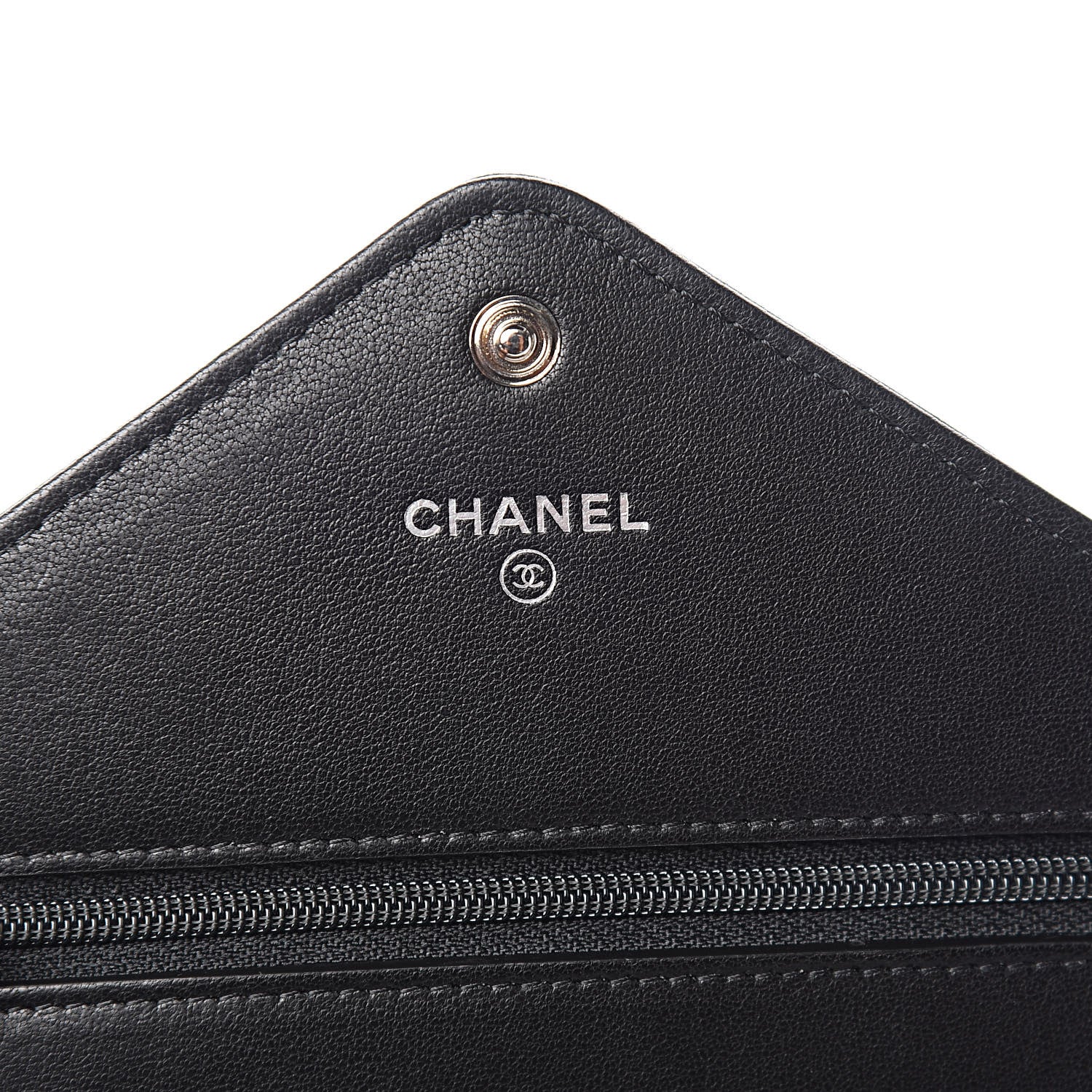 Chanel Sheepskin Chevron Wallet On Chain WOC Black 6 of 11