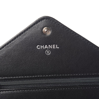 Chanel Sheepskin Chevron Wallet On Chain WOC Black 6 of 11