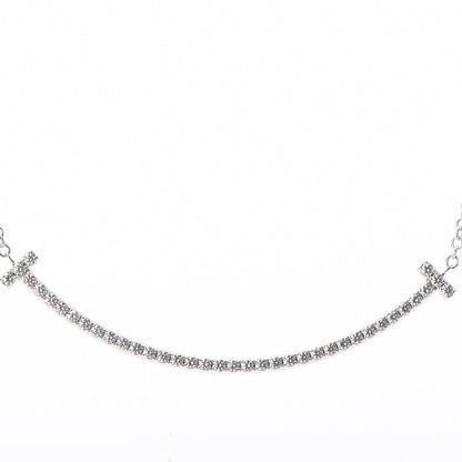 Tiffany 18K White Gold Diamond Small T Smile Pendant Necklace 4 of 7