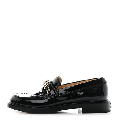 Chanel Shiny Calfskin Logo Loafers 36.5 Black 1 of 10