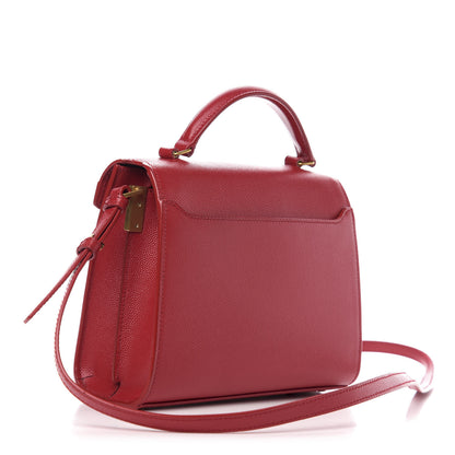 Saint Laurent Grain de Poudre Mini Classic Monogram Cassandra Top Handle Red 2 of 9
