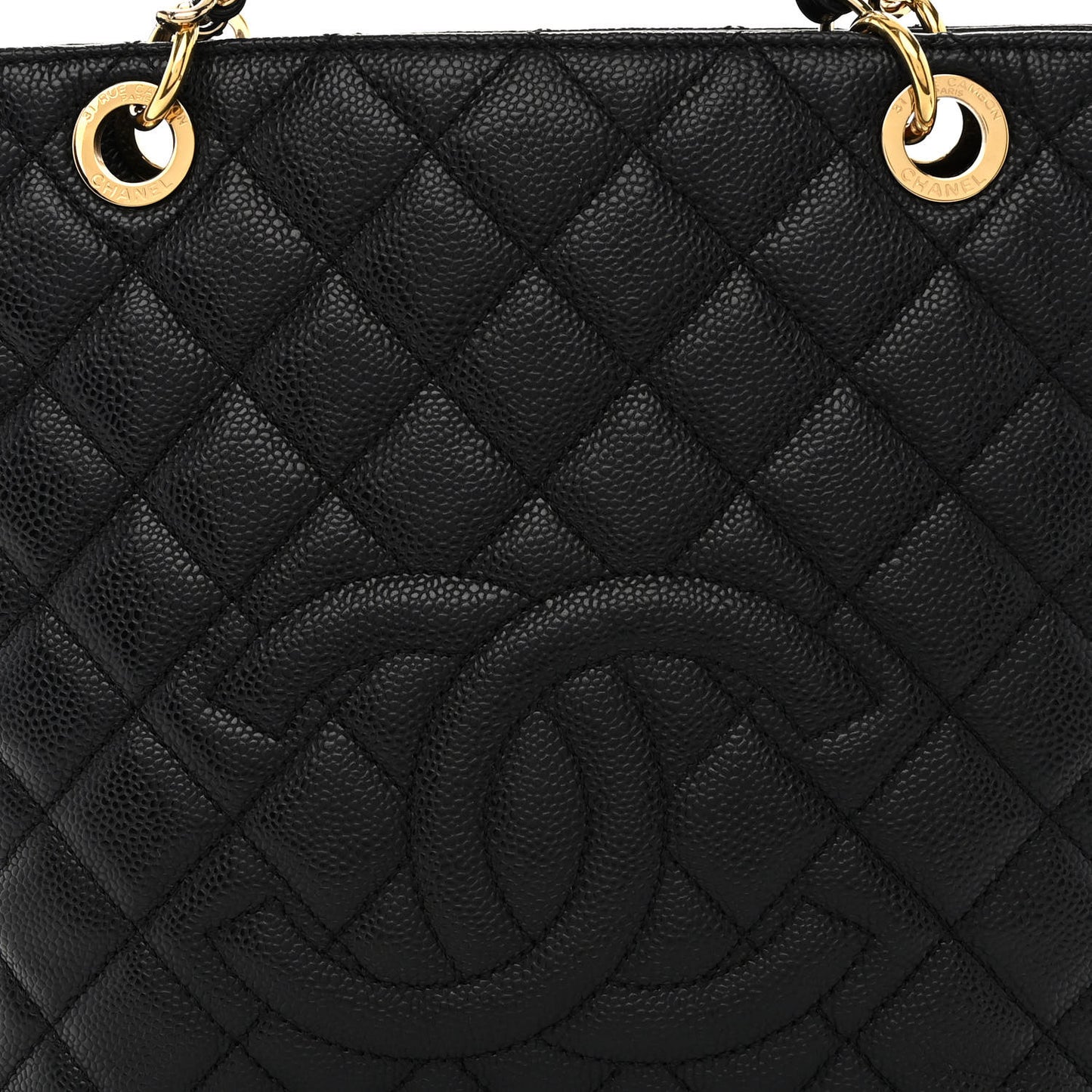 Caviar Quilted Petit Shopping Tote PST Black