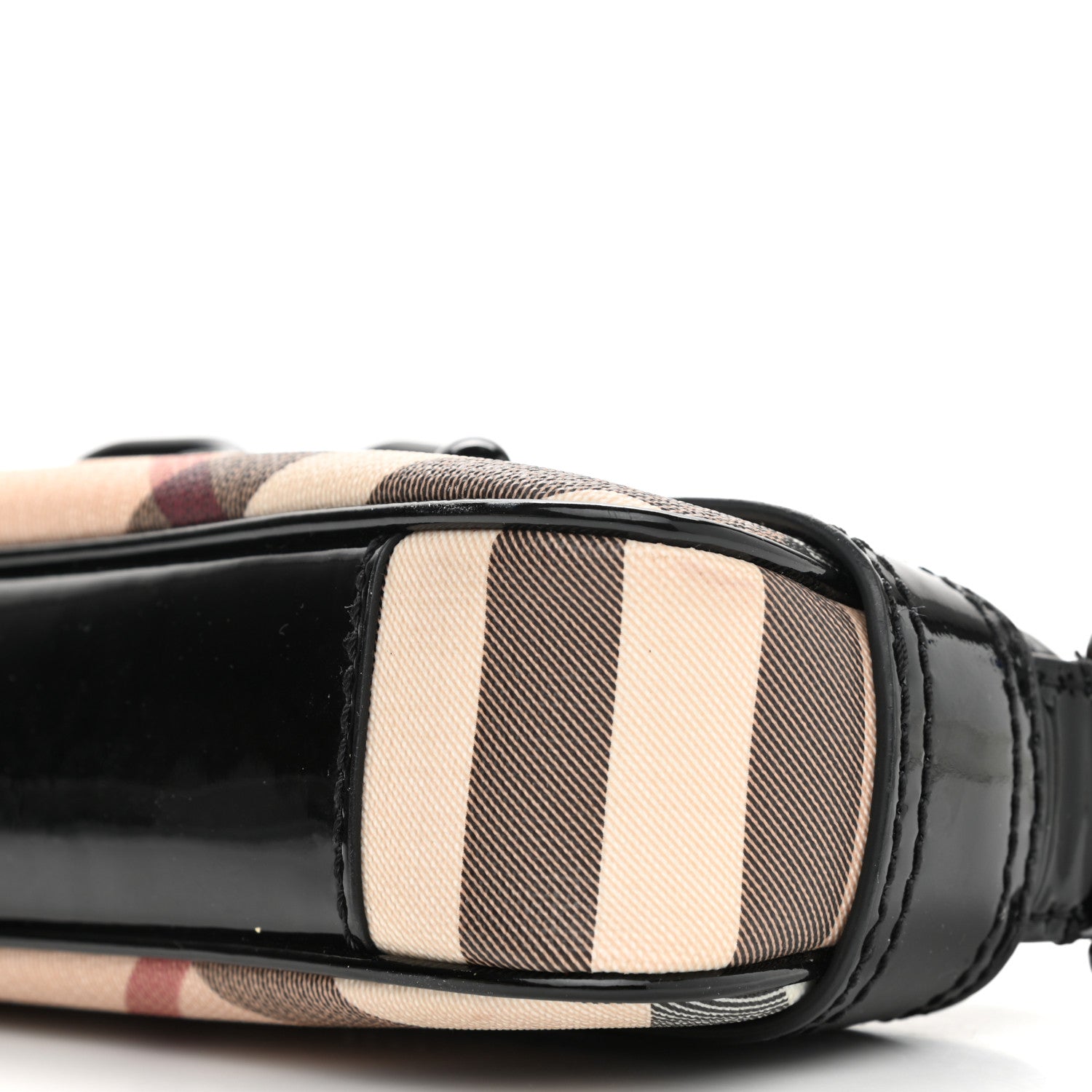 Burberry Patent Supernova Check Link Stirrup Small Bag Black 11 of 11