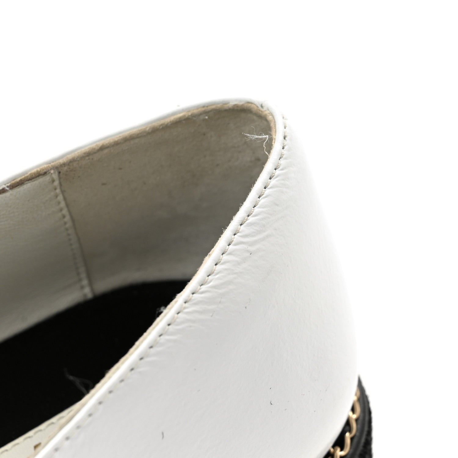 Chanel Crumpled Lambskin Cap Toe Chain CC Turnlock Mary Jane Flats 40 White Black 11 of 12