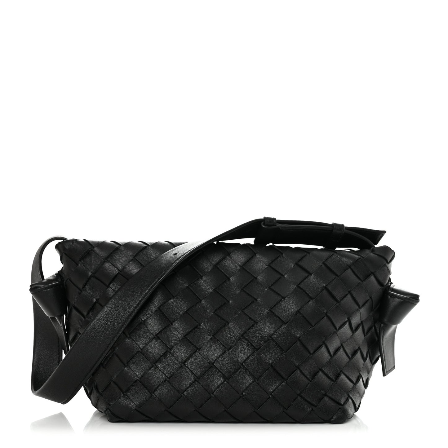 Nappa Intrecciato Tie Shoulder Bag Black