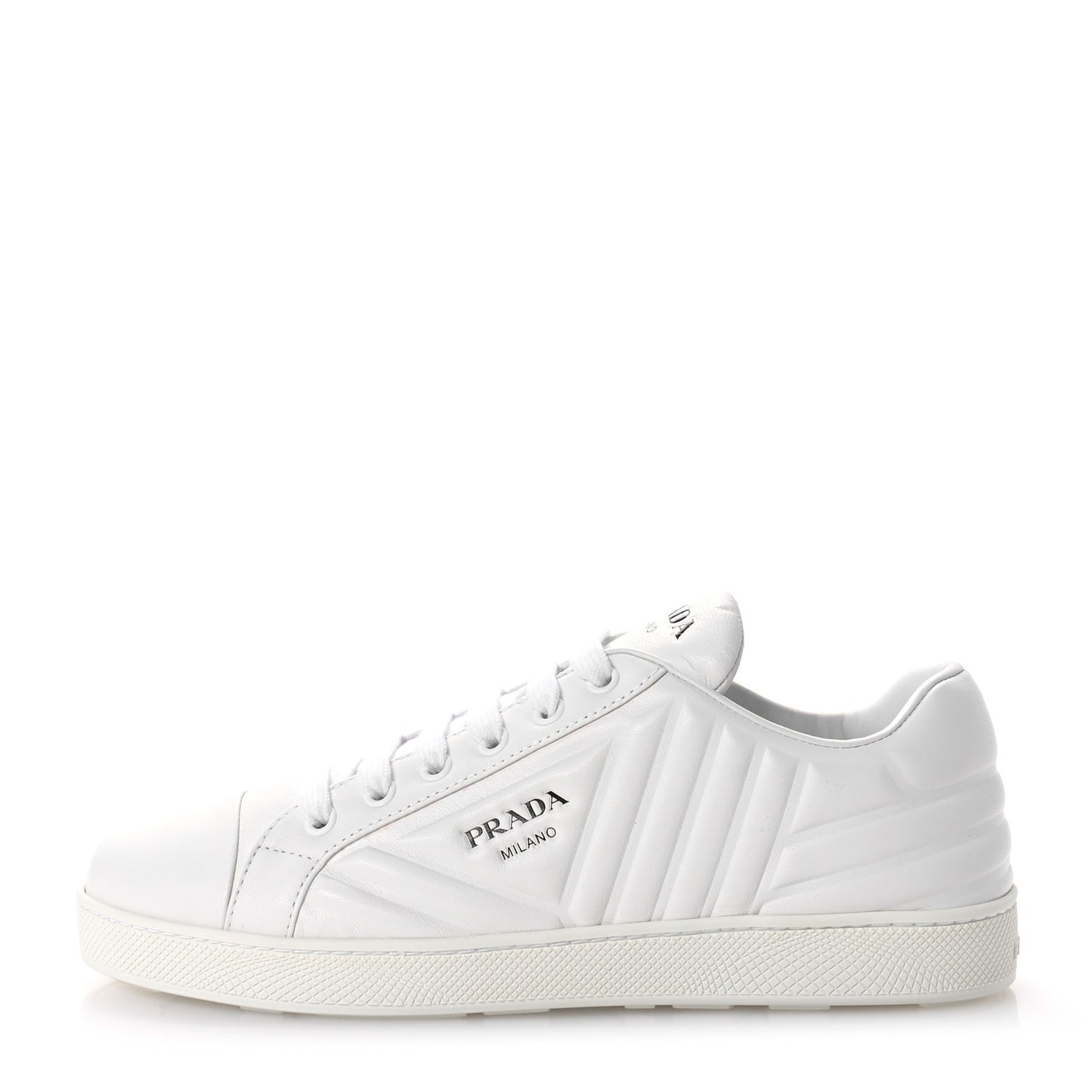 Nappa Logo Embossed Womens Low Top Sneakers 38.5 White