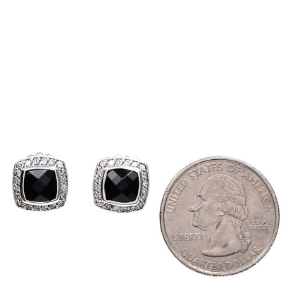 David Yurman Sterling Silver Diamond Black Onyx 7mm Albion Earrings 2 of 5