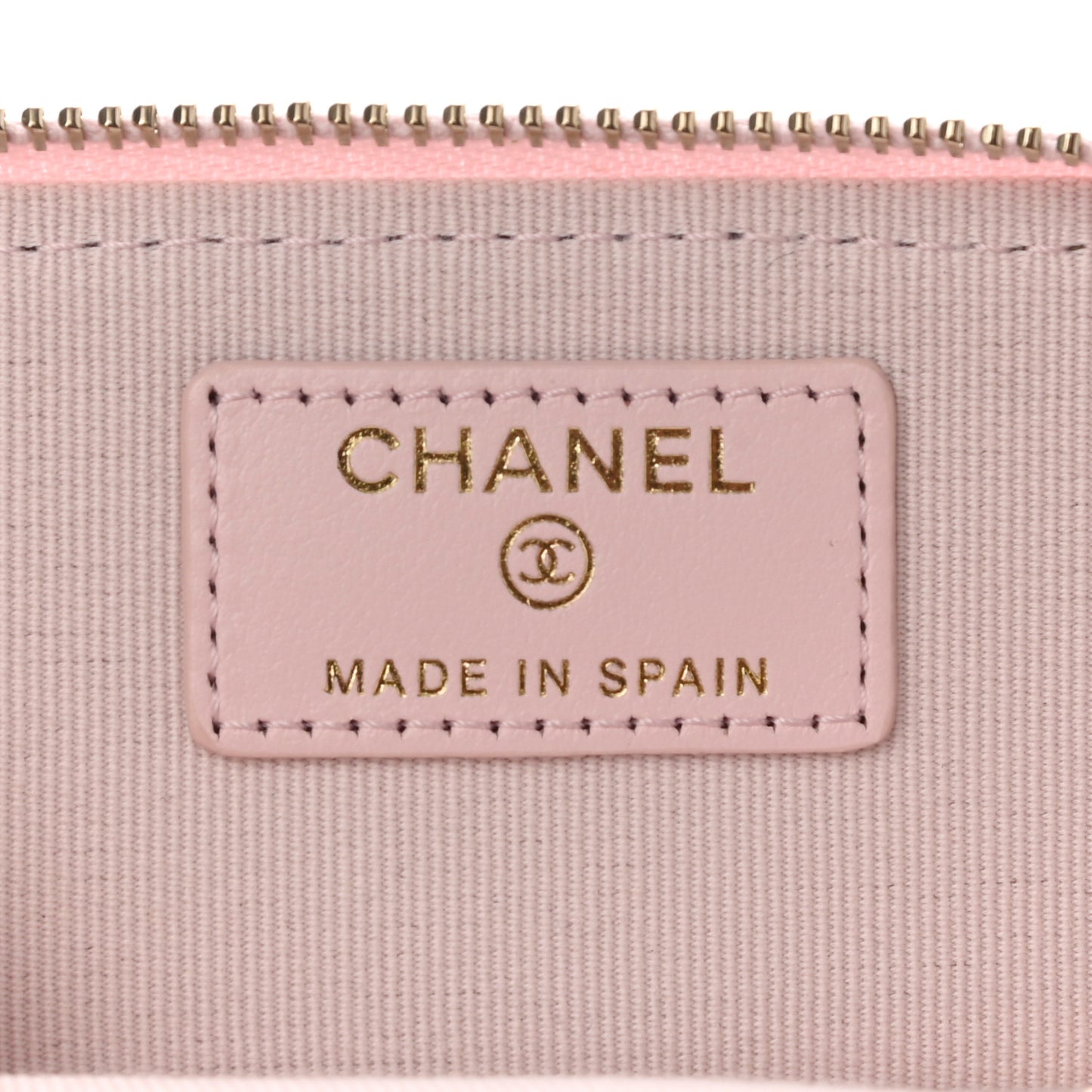 Caviar Quilted Crystal Zip Card Holder Wallet Light Pink
