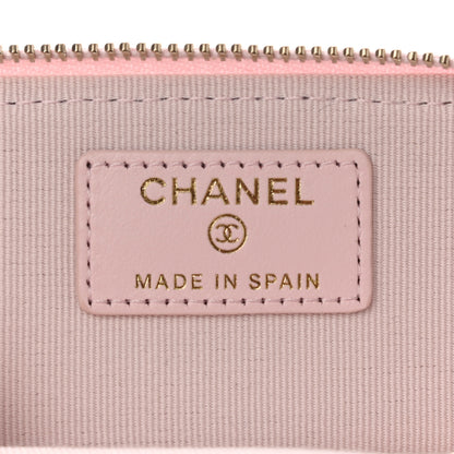Chanel Caviar Quilted Crystal Zip Card Holder Wallet Light Pink 5 of 8