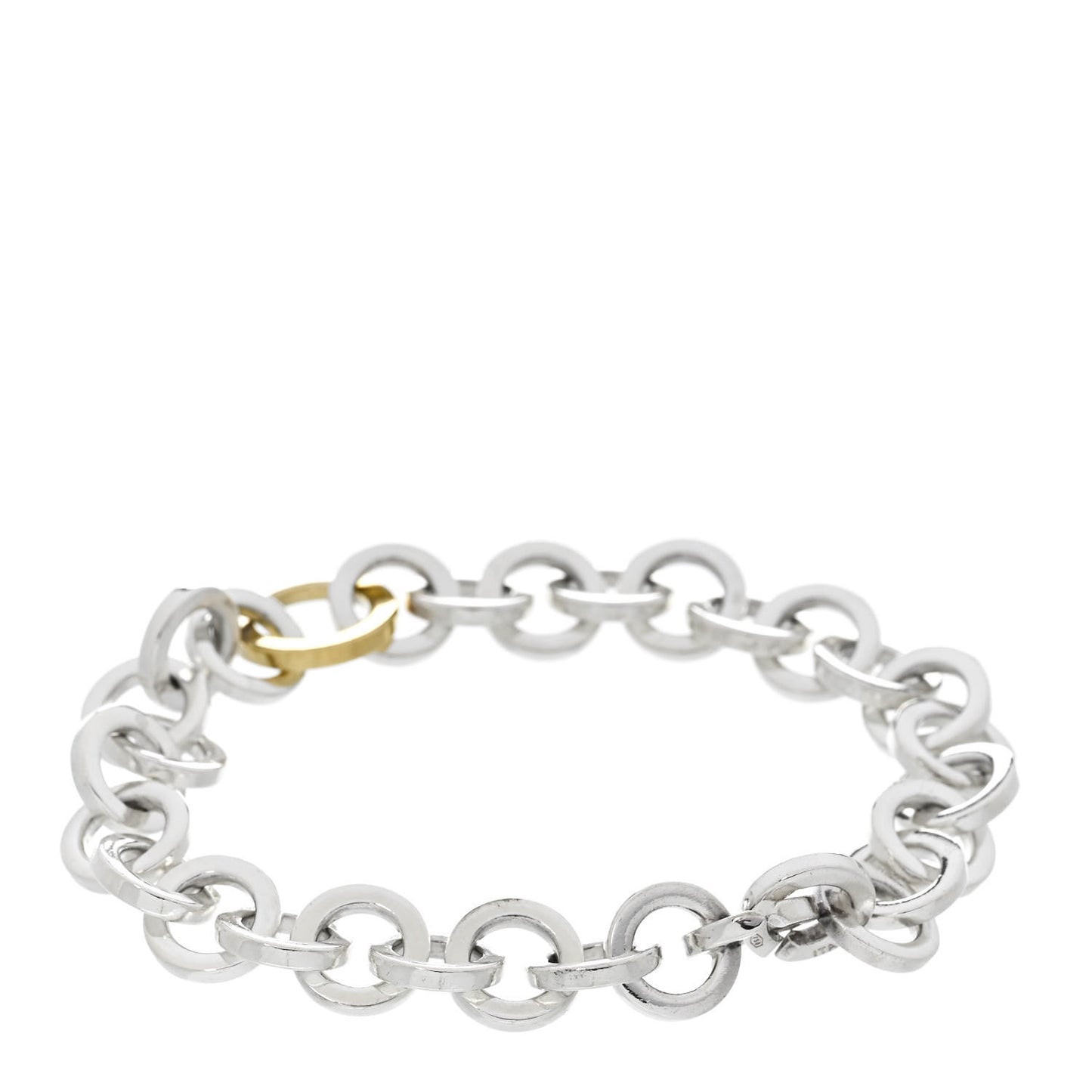 Sterling Silver 18K Yellow Gold Circle Link Bracelet