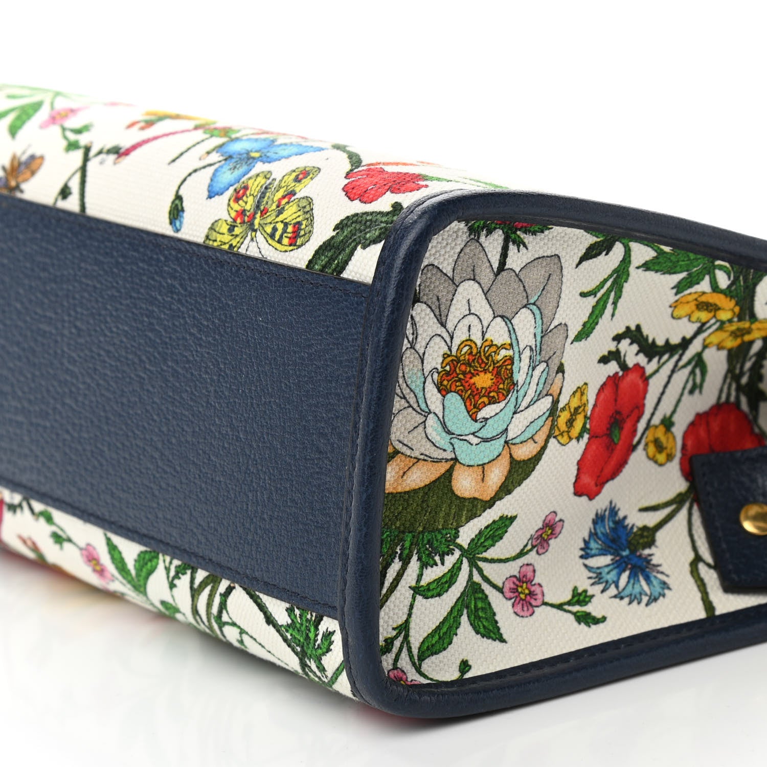Gucci Canvas Medium Flora Tote White Multicolor Blue Agata 10 of 10