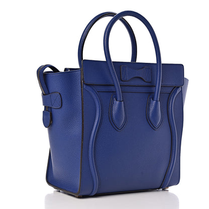 Celine Drummed Calfskin Micro Luggage Indigo 3 of 15