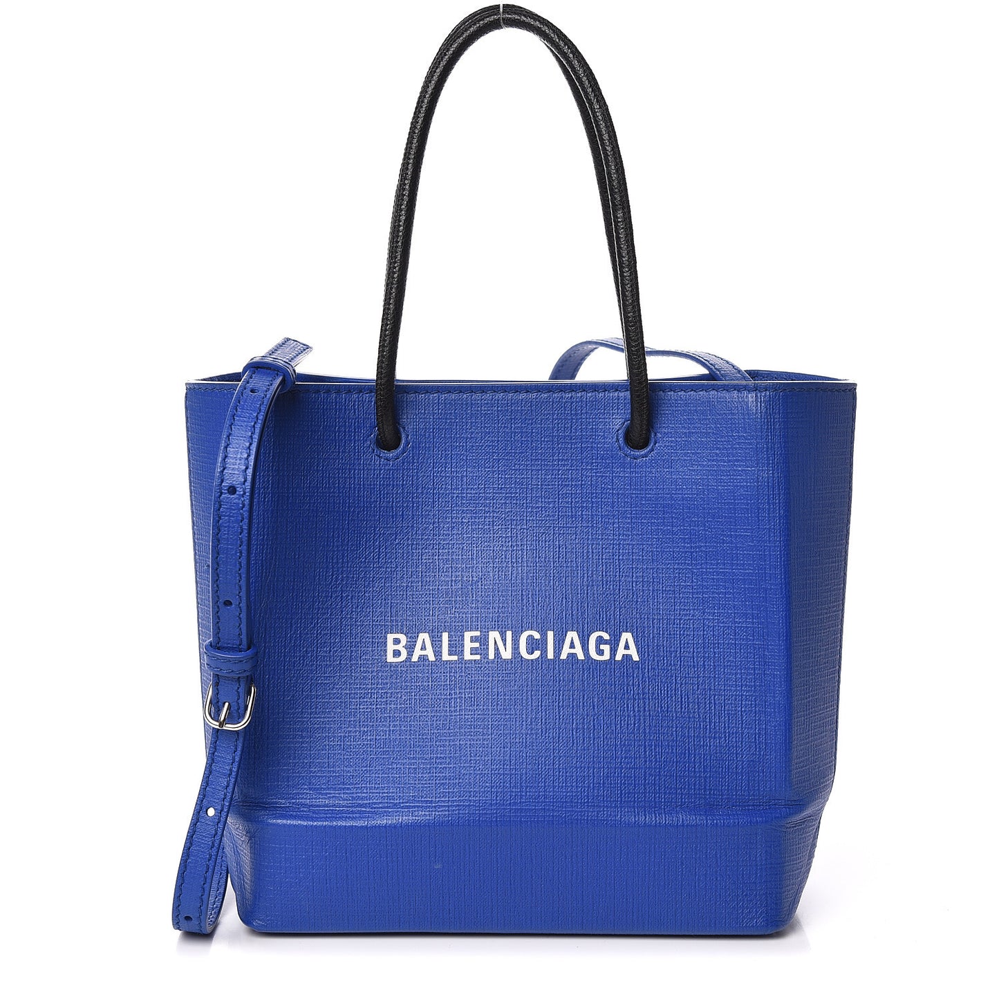 Squared Calfskin Logo Shopping Tote XXS Electric Bleu