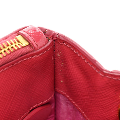 Prada Saffiano Vernice Small Galleria Double Zip Tote Peonia 13 of 26