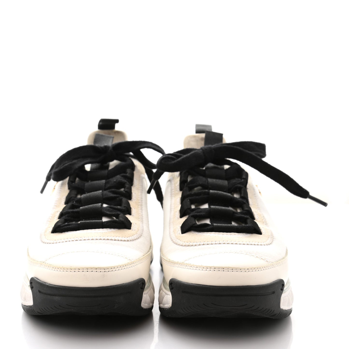 Fabric Calfskin Suede CC Sneakers 36 Grey White Pink