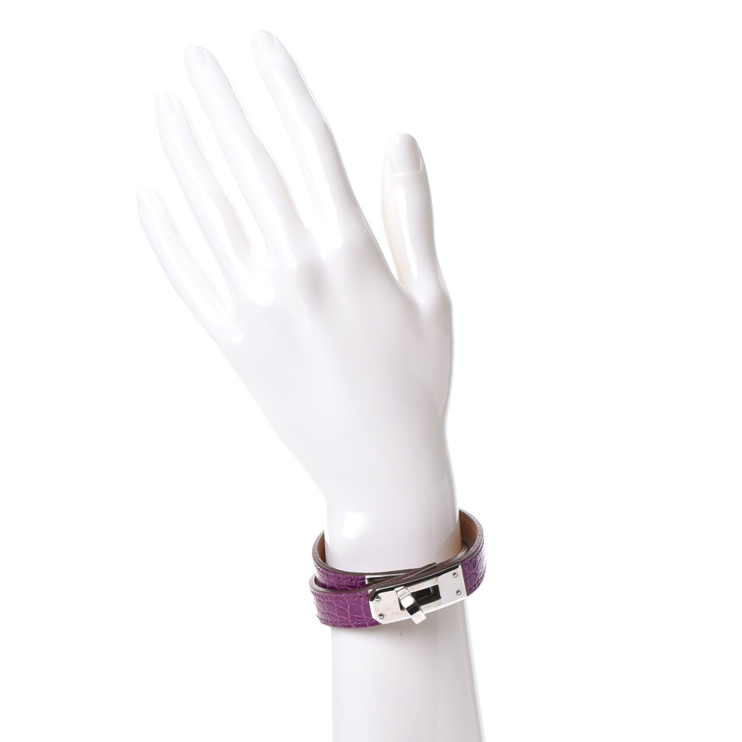 Hermes Shiny Alligator Kelly Double Tour Bracelet S Violet 2 of 7