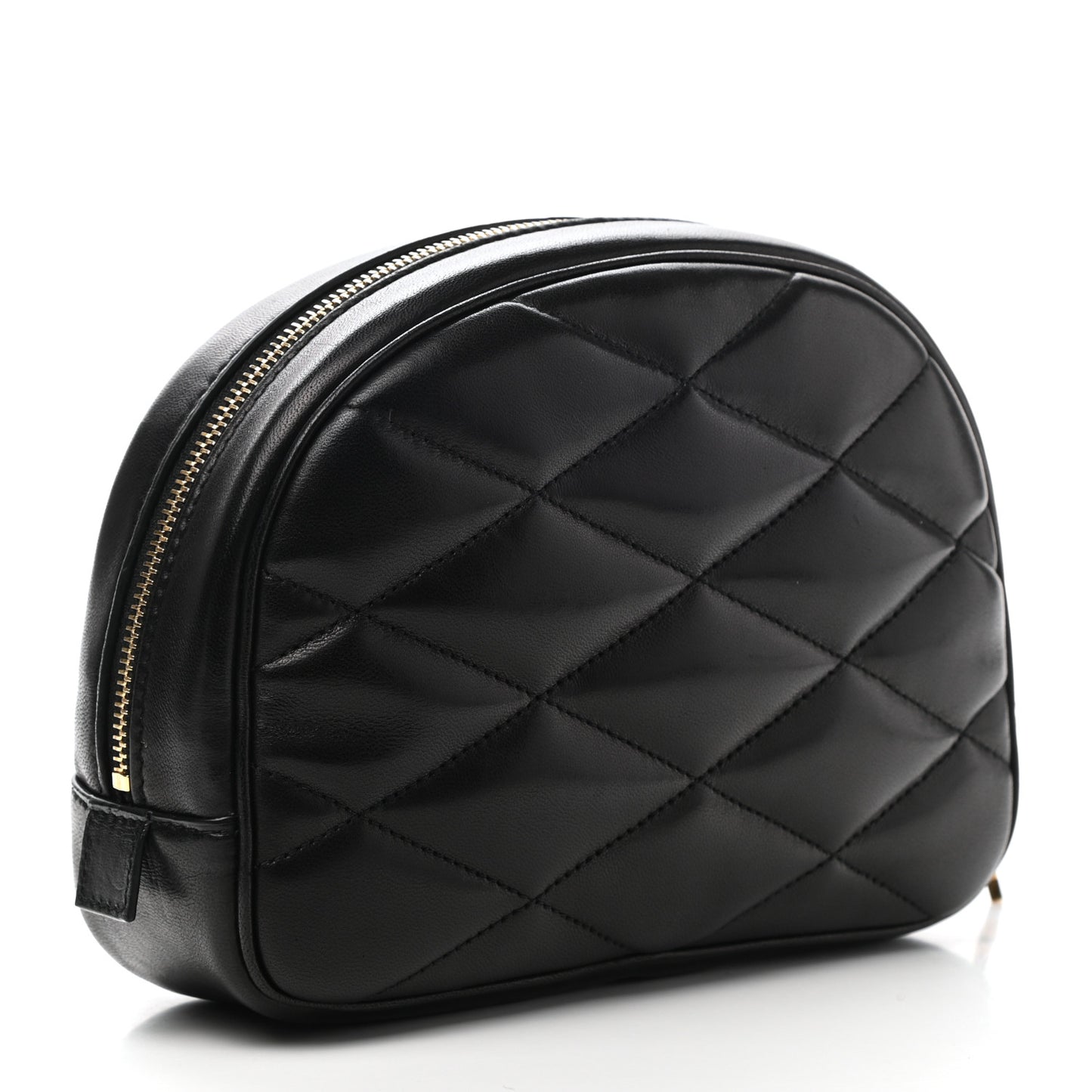 Lambskin Quilted Lolita Cosmetic Pouch Black