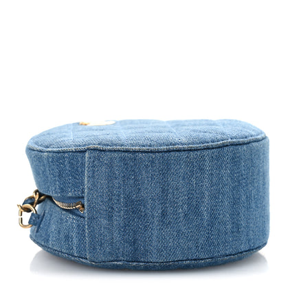 Chanel Denim Quilted Round Pearl Crush Clutch With Chain Blue 9 of 11