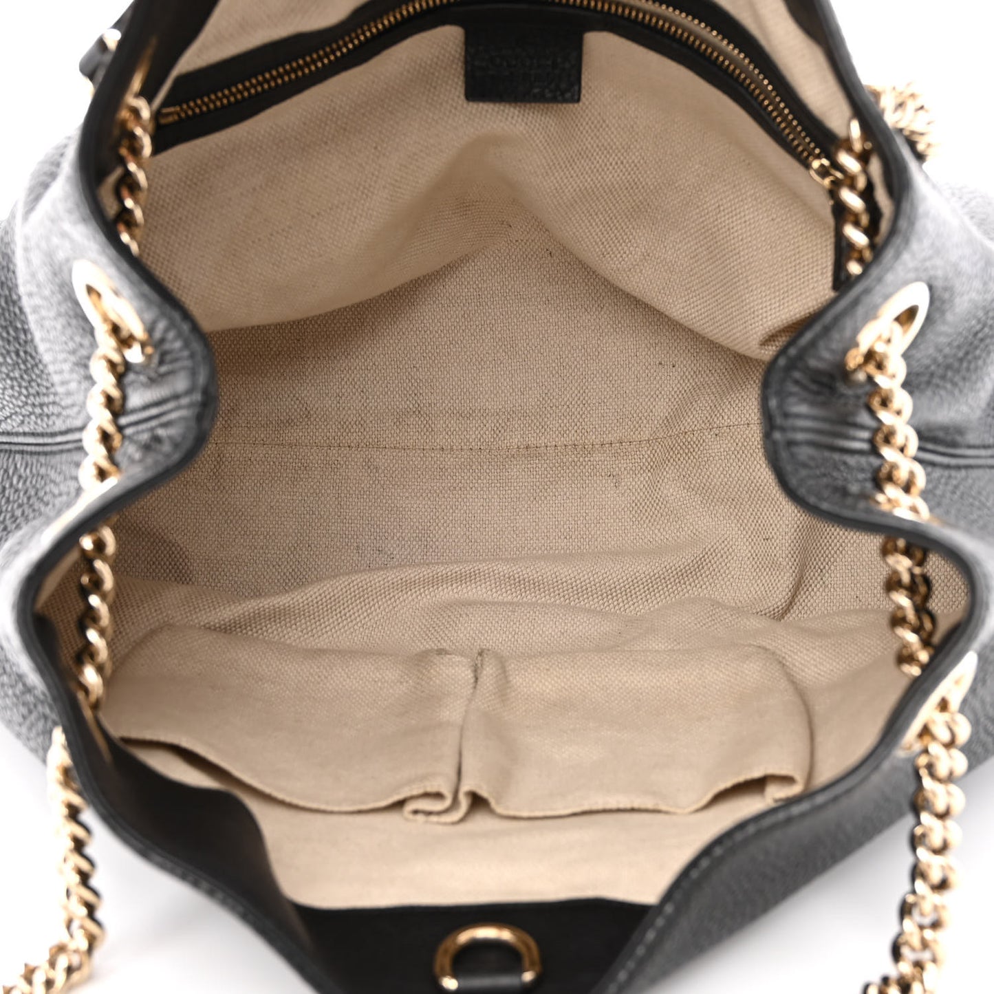 Pebbled Calfskin Medium Soho Chain Shoulder Bag Black