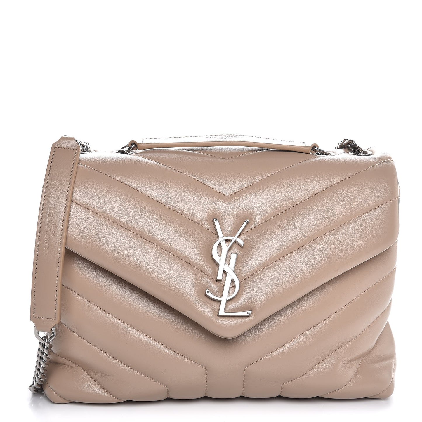 Calfskin Y Quilted Monogram Small Loulou Chain Satchel Dark Beige