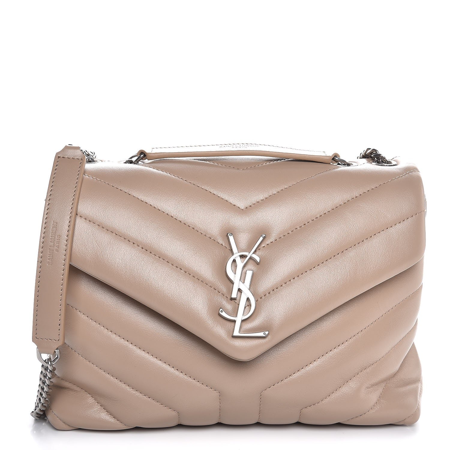 Saint Laurent Calfskin Y Quilted Monogram Small Loulou Chain Satchel Dark Beige 1 of 9