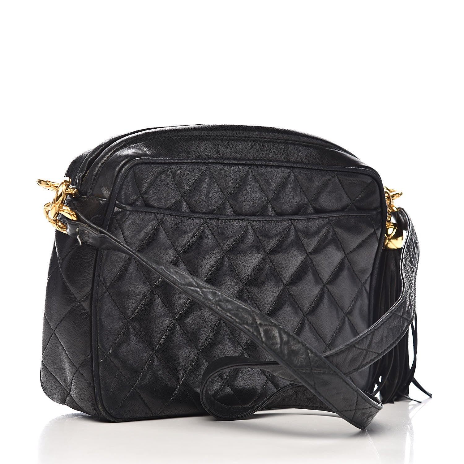 Chanel Lambskin Quilted CC Tassel Camera Case Black 3 of 15