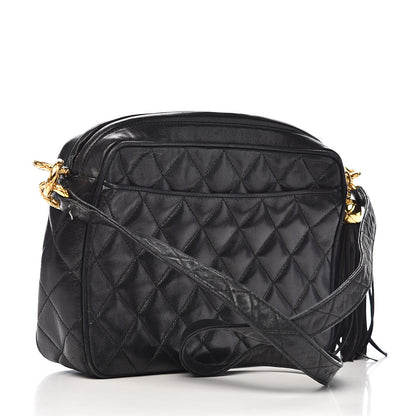 Chanel Lambskin Quilted CC Tassel Camera Case Black 3 of 15