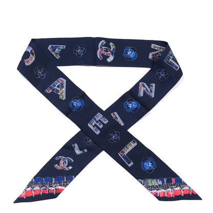 Chanel Silk Twill Slim Bandeau Scarf Blue 1 of 3