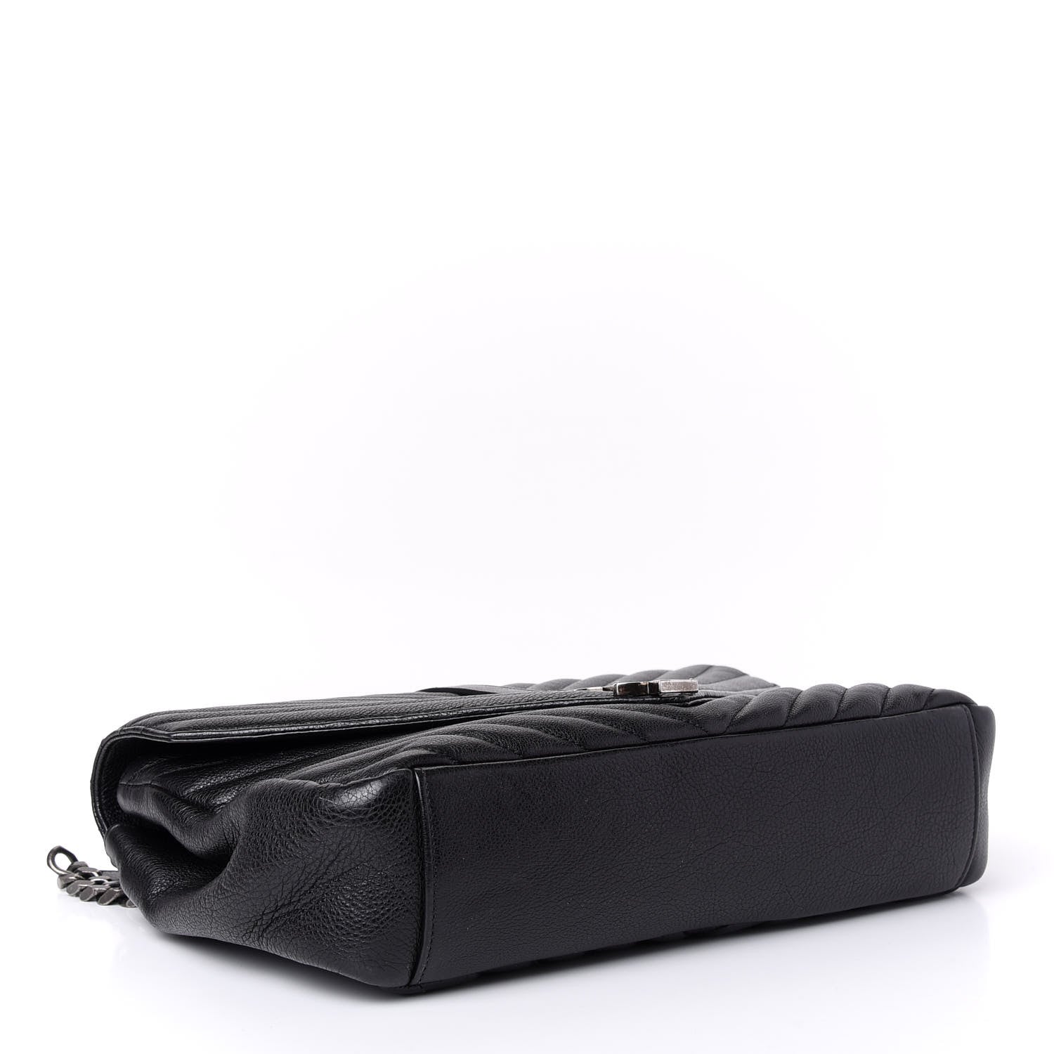 Saint Laurent Sheepskin Matelasse Chevron Monogram Large College Satchel Black 4 of 9
