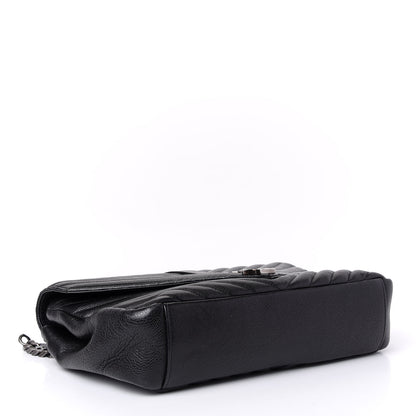 Saint Laurent Sheepskin Matelasse Chevron Monogram Large College Satchel Black 4 of 9