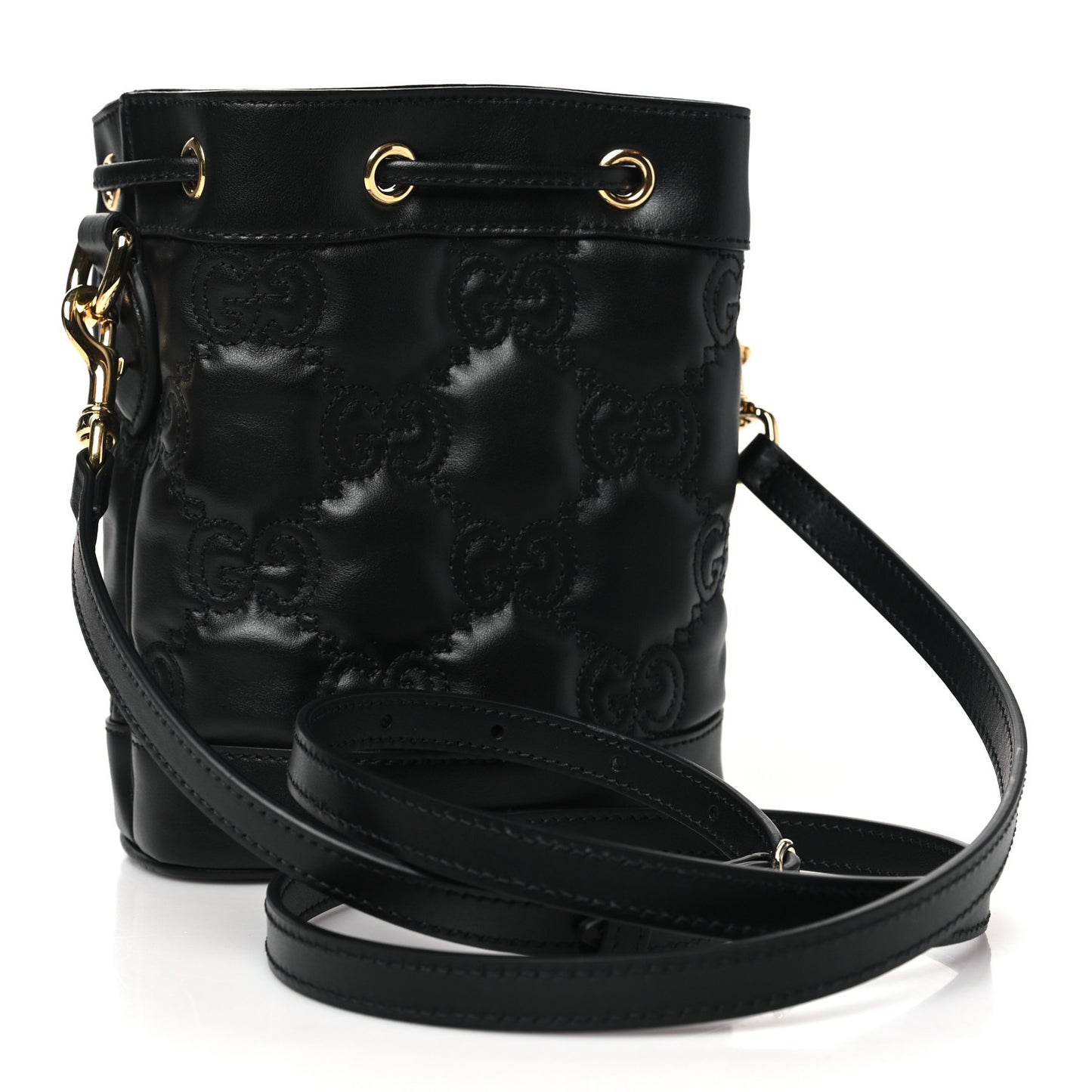 Calfskin GG Matelasse Bucket Bag Black