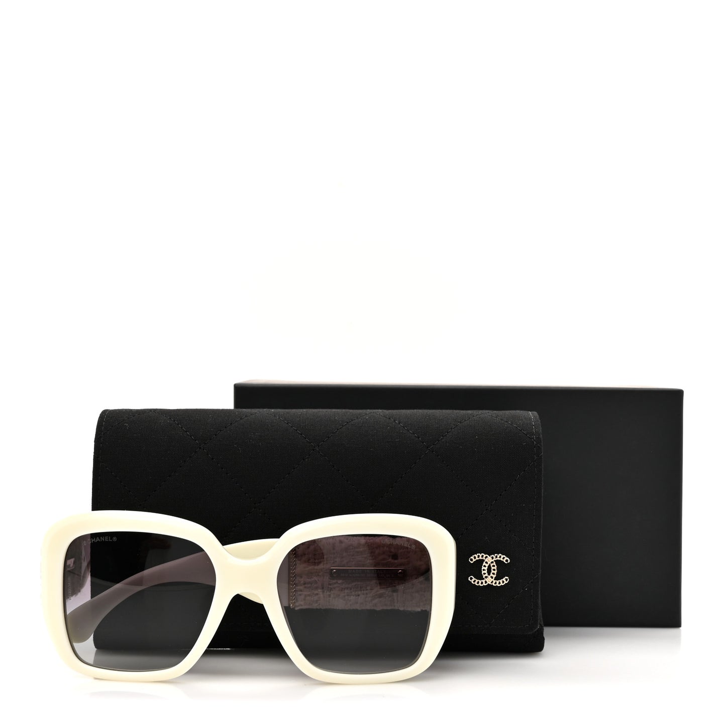 Acetate Tweed Square Sunglasses 5512 White