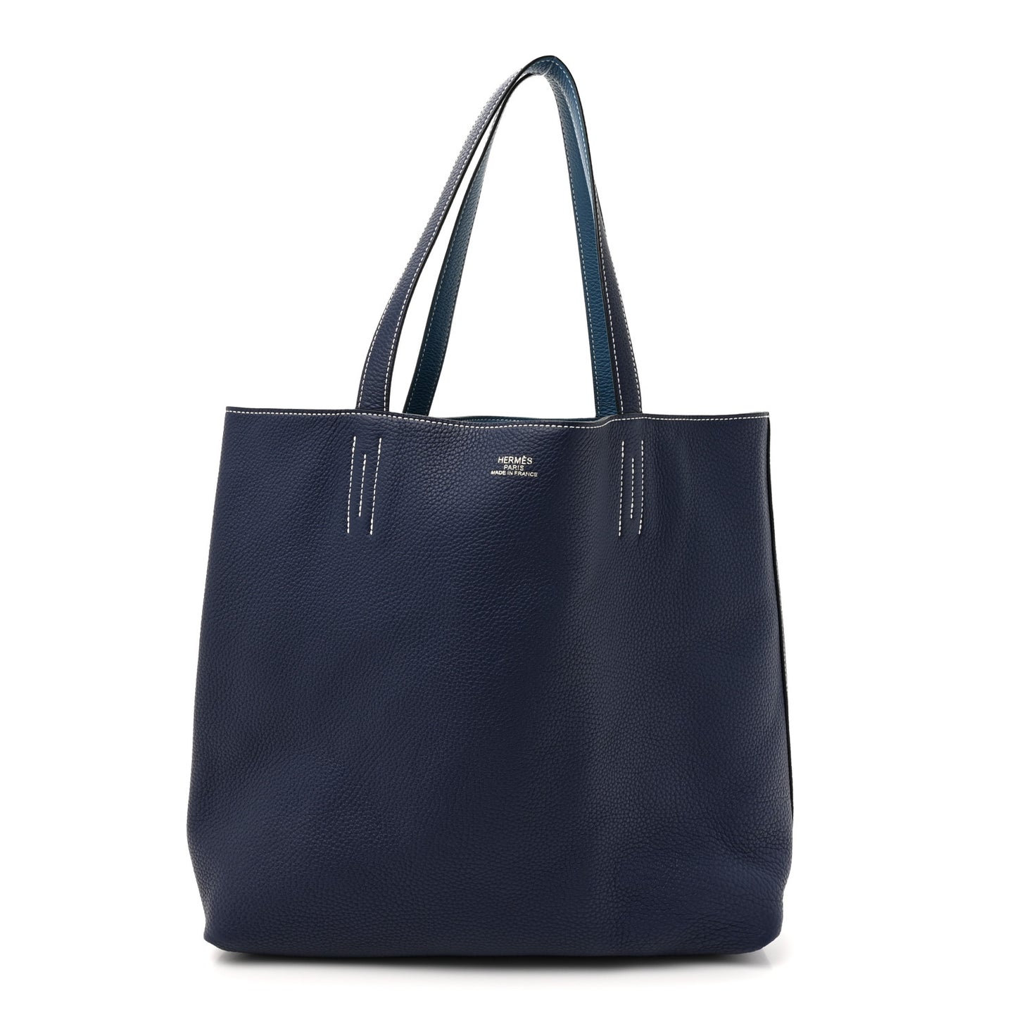 Taurillon Clemence Double Sens 36 Reversible Tote Bleu Sapphire Izmir