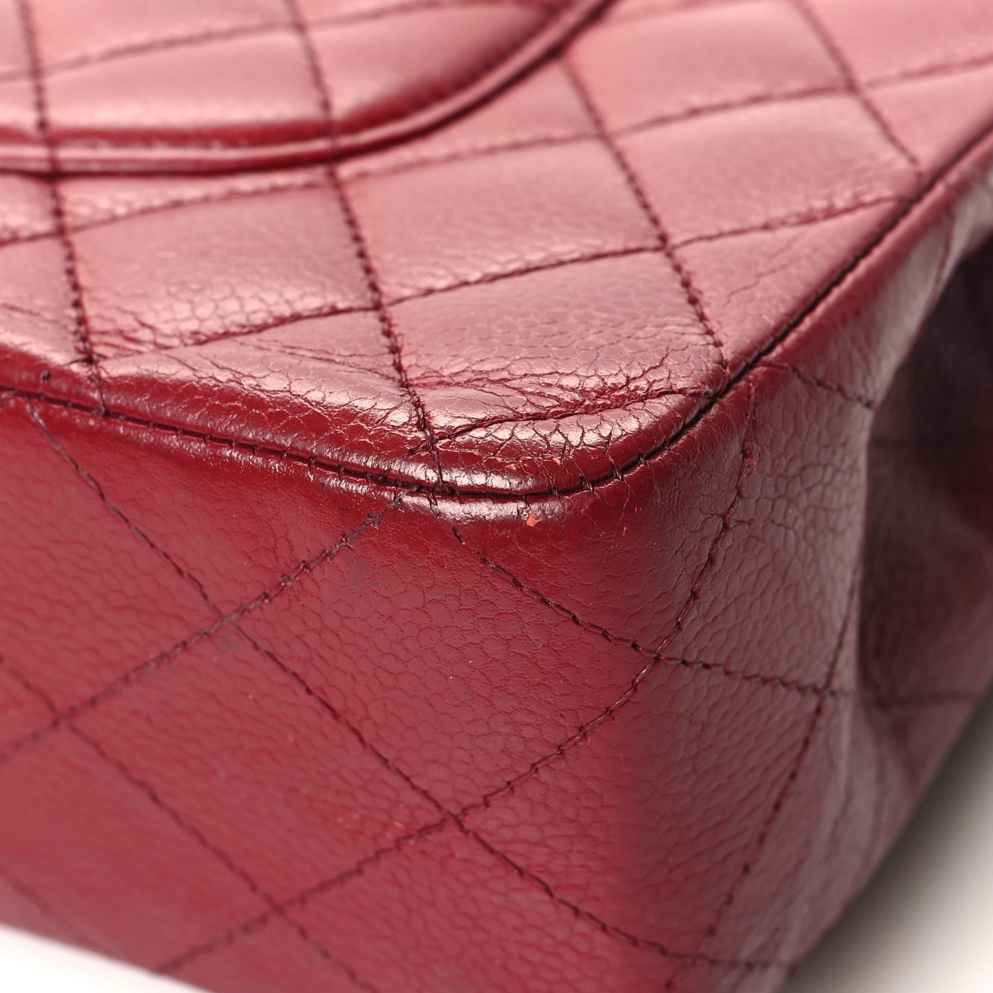 Caviar Quilted Medium Double Flap Dark Red