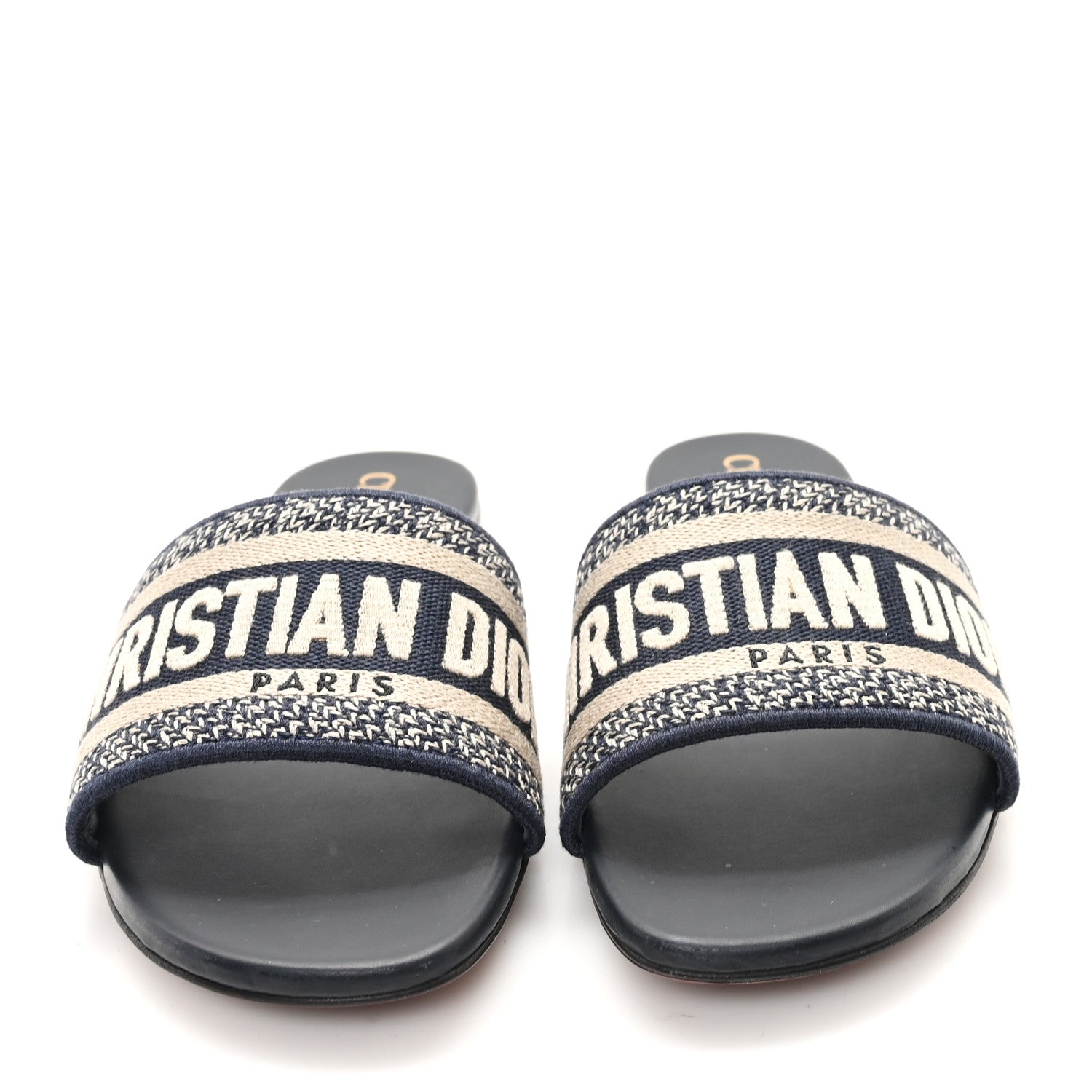 Christian Dior Canvas Embroidered Dway Mules Slide Sandals 35.5 Deep Blue 3 of 9