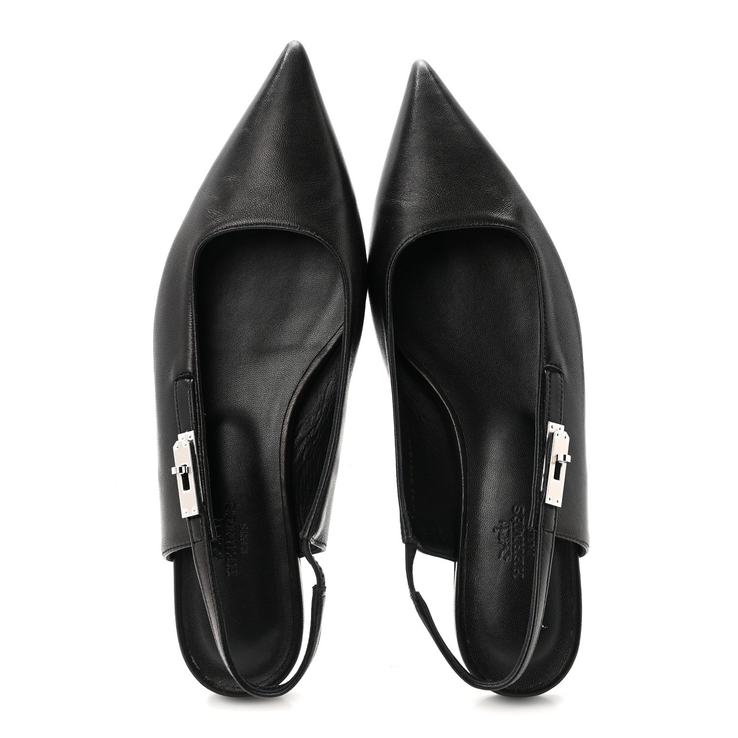 Hermes Nappa Lovely Slingback Flats 37.5 Black 2 of 10