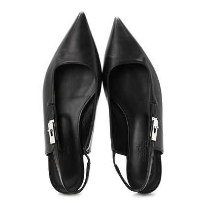 Hermes Nappa Lovely Slingback Flats 37.5 Black 2 of 10
