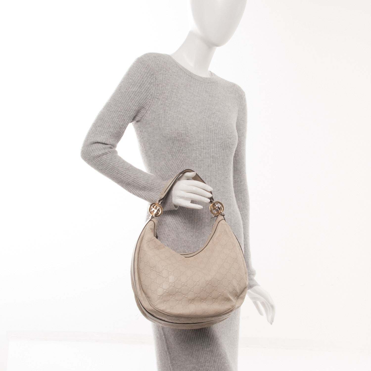 Gucci Guccissima Medium GG Twins Hobo Off White 2 of 8