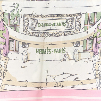 Hermes Silk Vintage Ex Libris Atlantis Scarf 70 Gris Perle Rose Pale 2 of 3