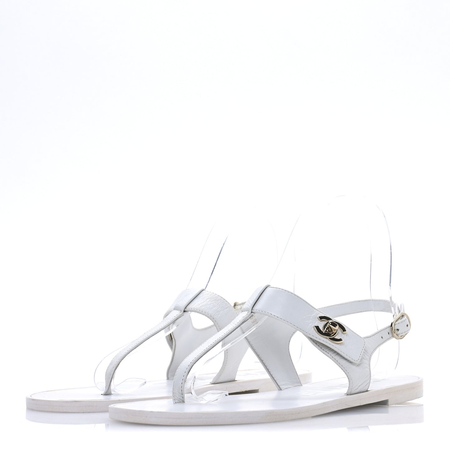 Lambskin CC Thong Sandals 36 White