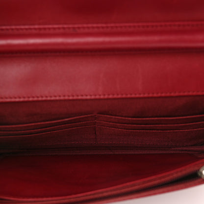 Chanel Calfskin Double Stitch Hamptons Wallet On Chain WOC Red 5 of 14