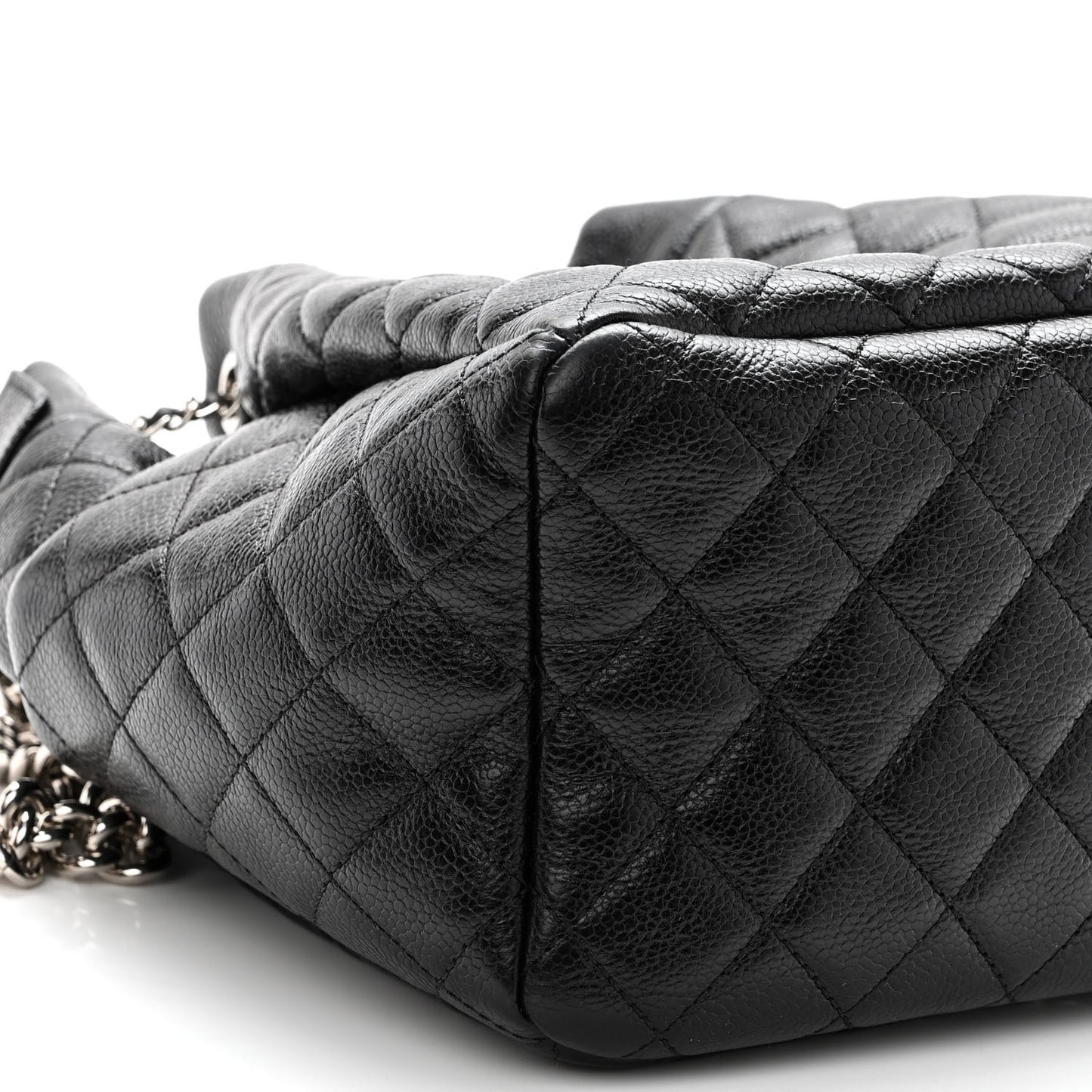 Caviar Quilted Small Chain Bucket Bag Black