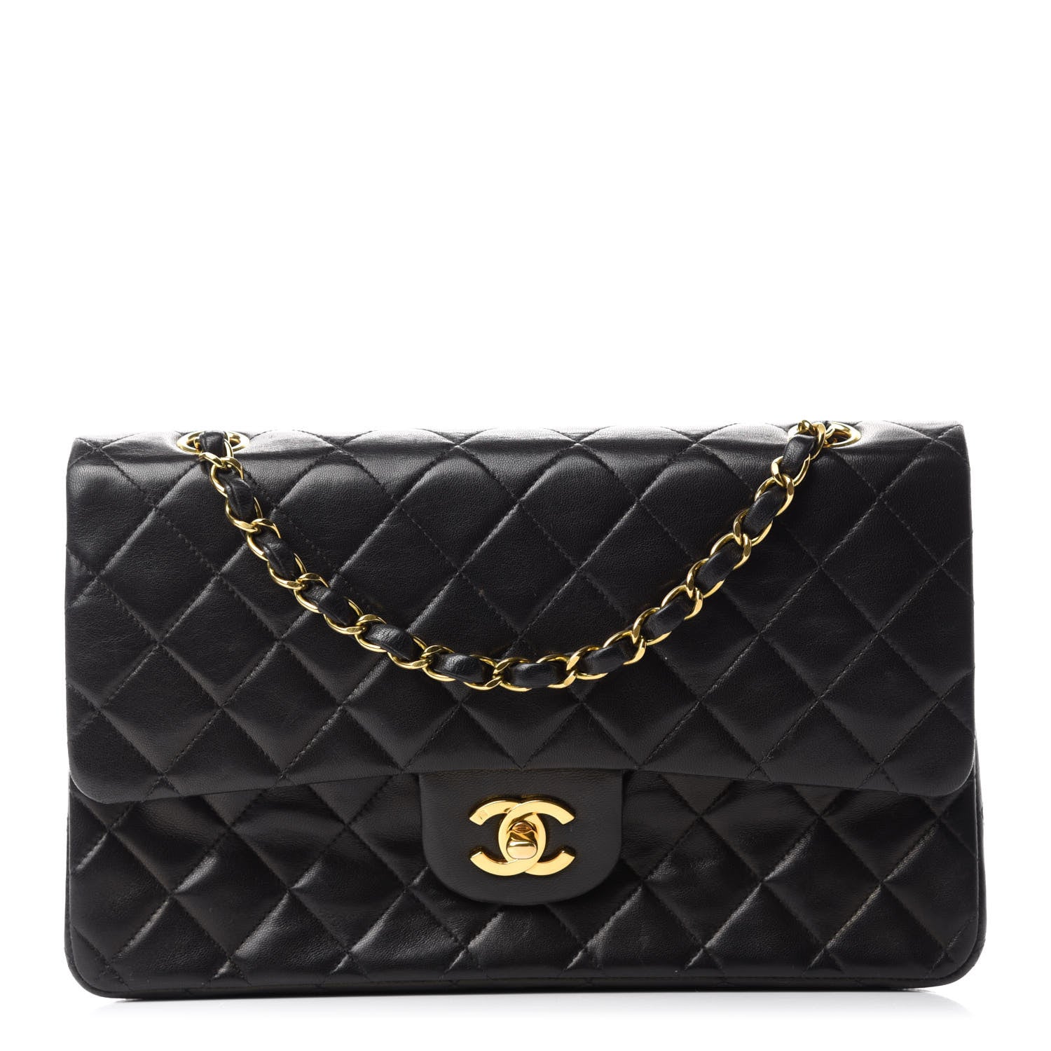 Chanel Lambskin Quilted Medium Double Flap Black 1 of 15
